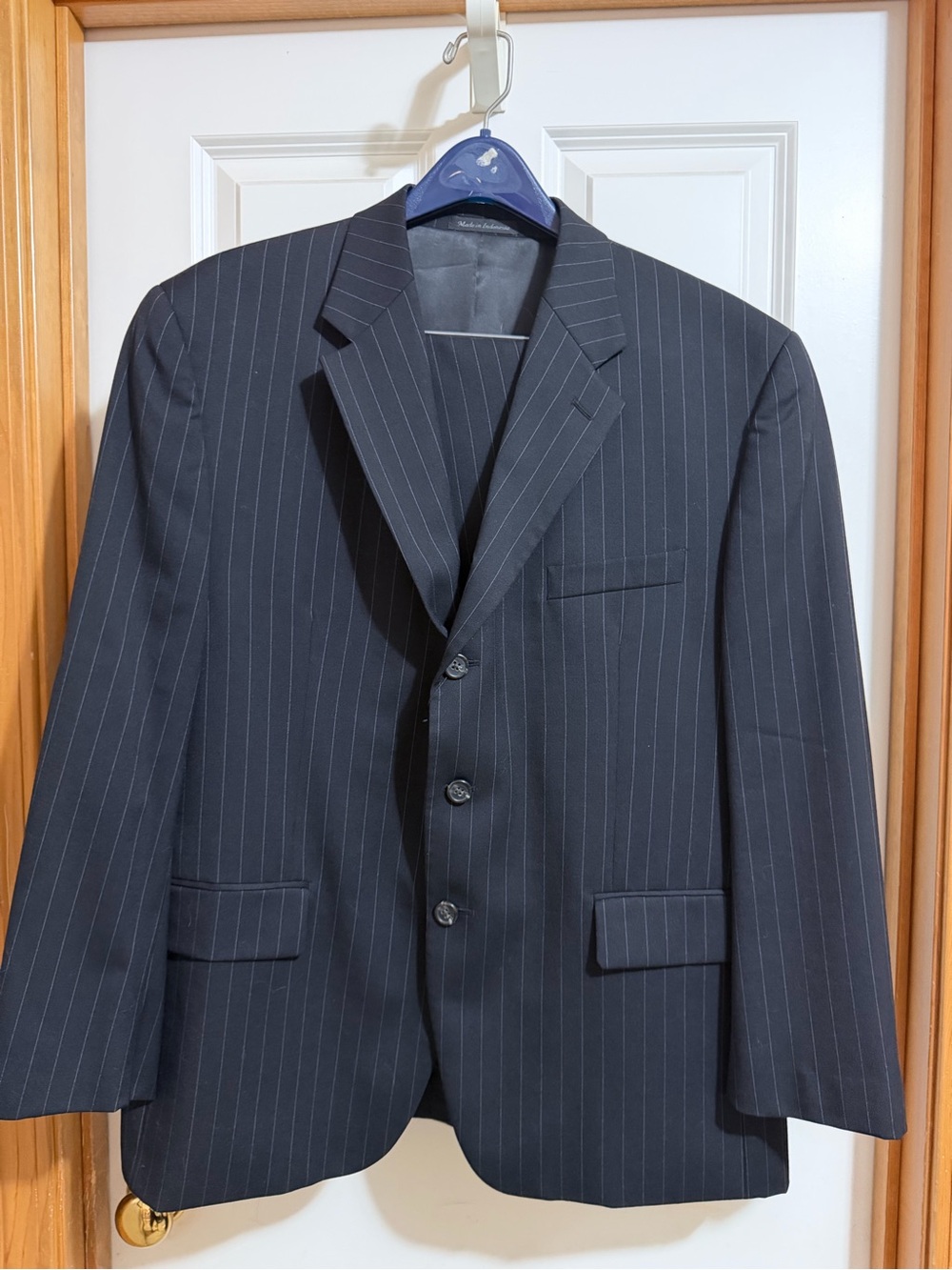 Chaps Men's Navy Pinstripe Suit